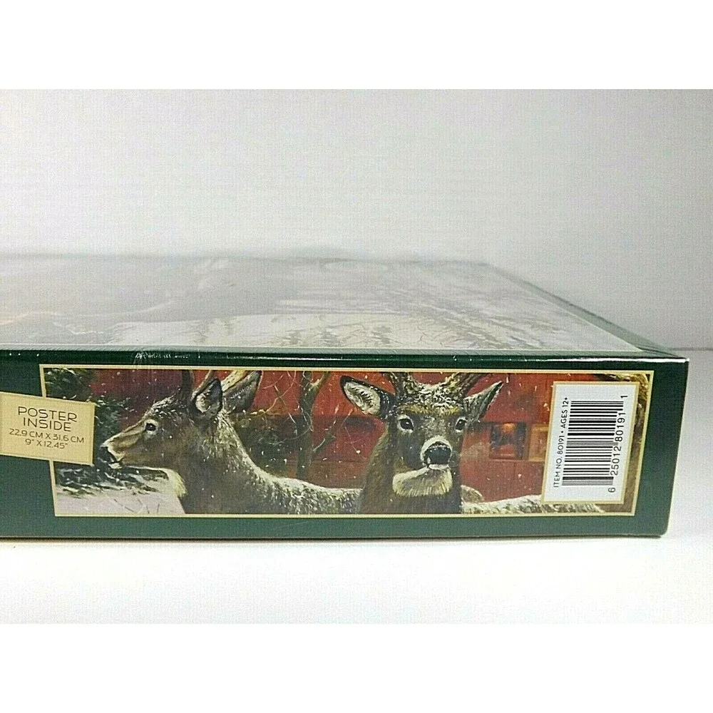 Cobble Hill Three Kings Puzzle Snow Barn Deer Winter 1000 Piece Poster New